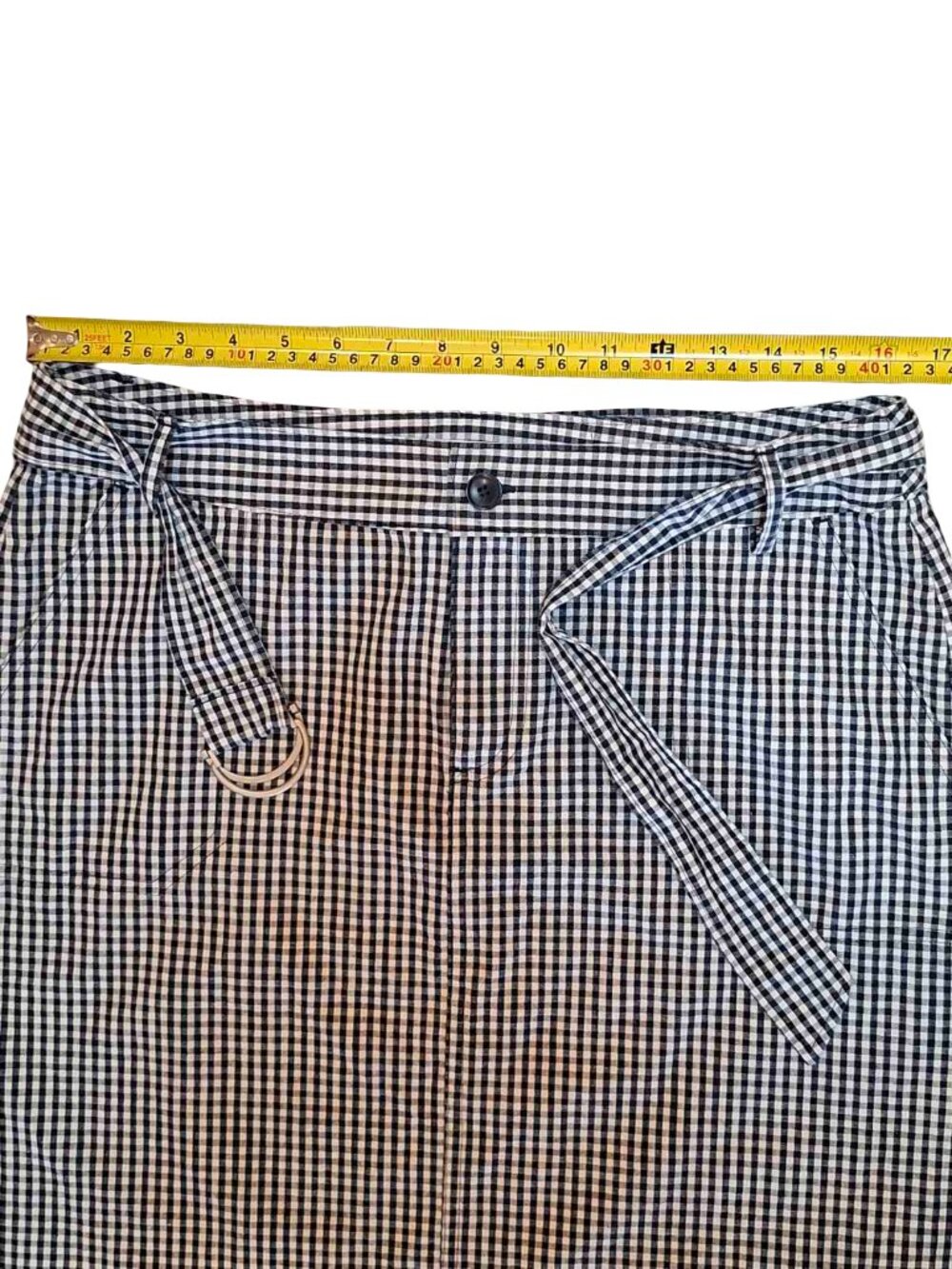 Liz Claiborne Cotton Black White Gingham Preppy Belted Cottagecore Chic Skirt 10 - Picture 8 of 10